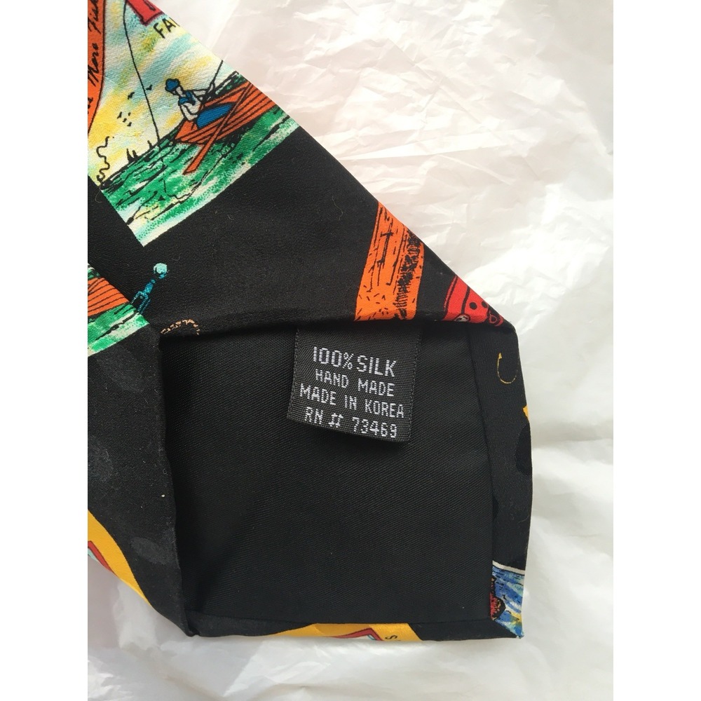 ADDICTION Fishing Boat Necktie 100% Silk EXCELLENT - Picture 3 of 4